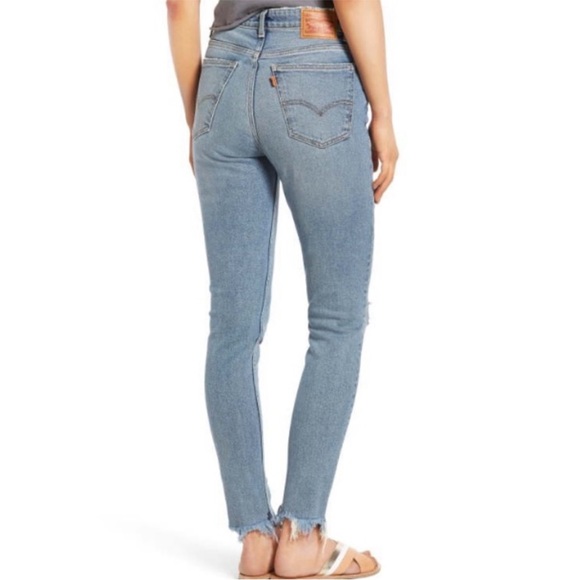 Levis 721 Vintage Skinny Jean size 27 distressed, seam accents & raw hems - Picture 3 of 15